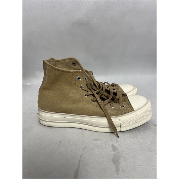 Converse Chuck Taylor All Star Lift Shoes Womens Size 9 Tan Suede Platform - Picture 6 of 13